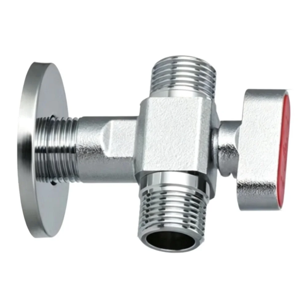 Full Flow Brass 3 Way Angle Stop Valve 1/2 Inch NPT Dual Outlet for High Demand Fixtures and Plumbing Upgrades