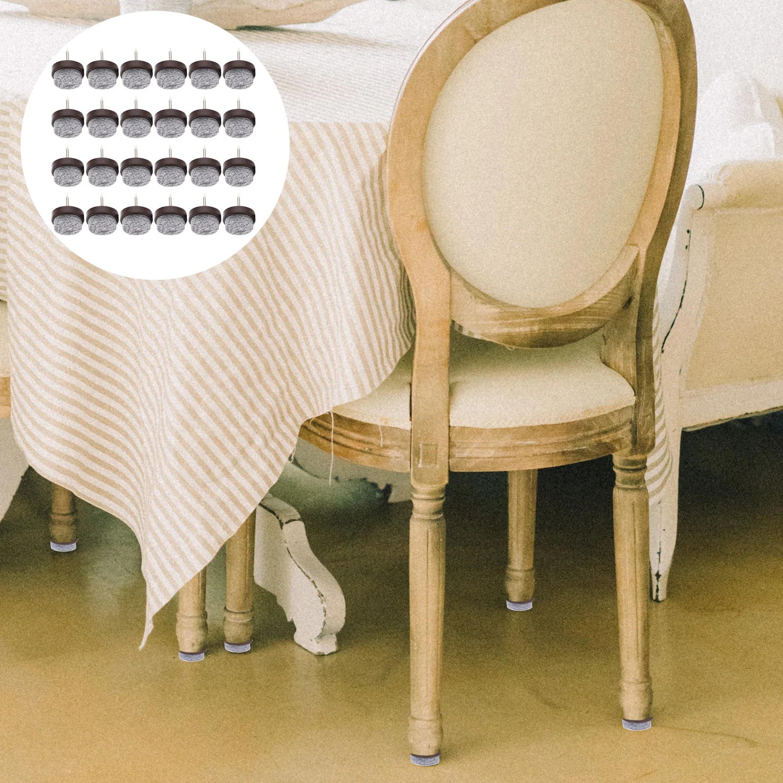 

60 Pcs Furniture Felt Feet Chair Glides Pad Leg Floor Protectors Round Flooring Pads Area Rugs Mobile Mat Anti-sliding Screw