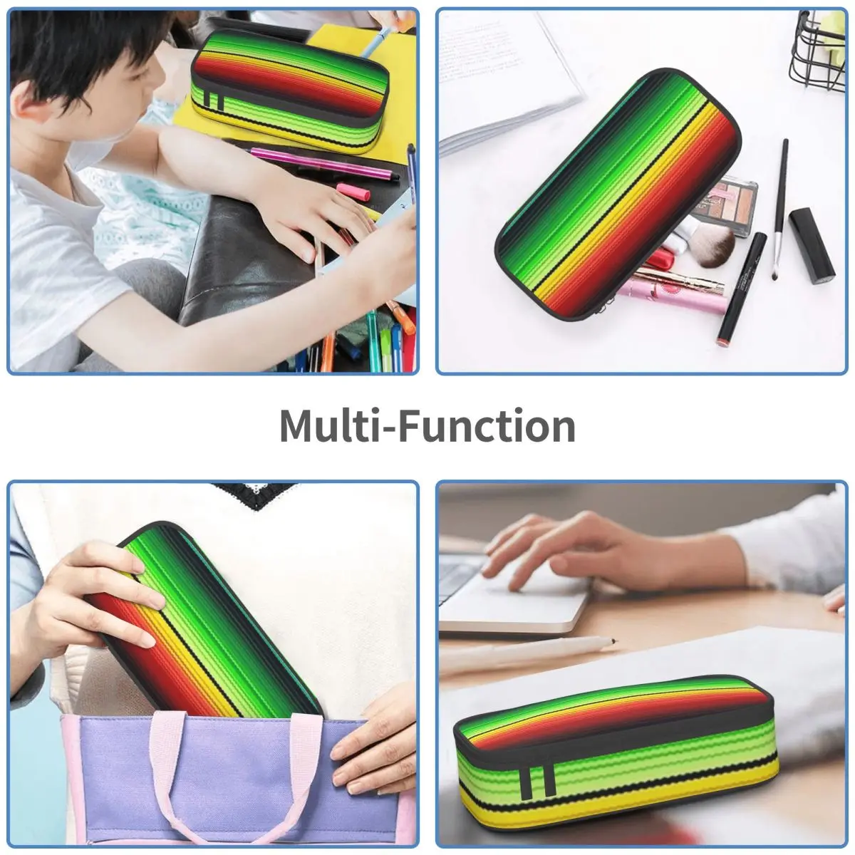 Mexican Indigenous Blanket Pencil Case for Studen Gifts Pen Box Pencil Bag Stationery Supplies Pen Holder Bag - view 4