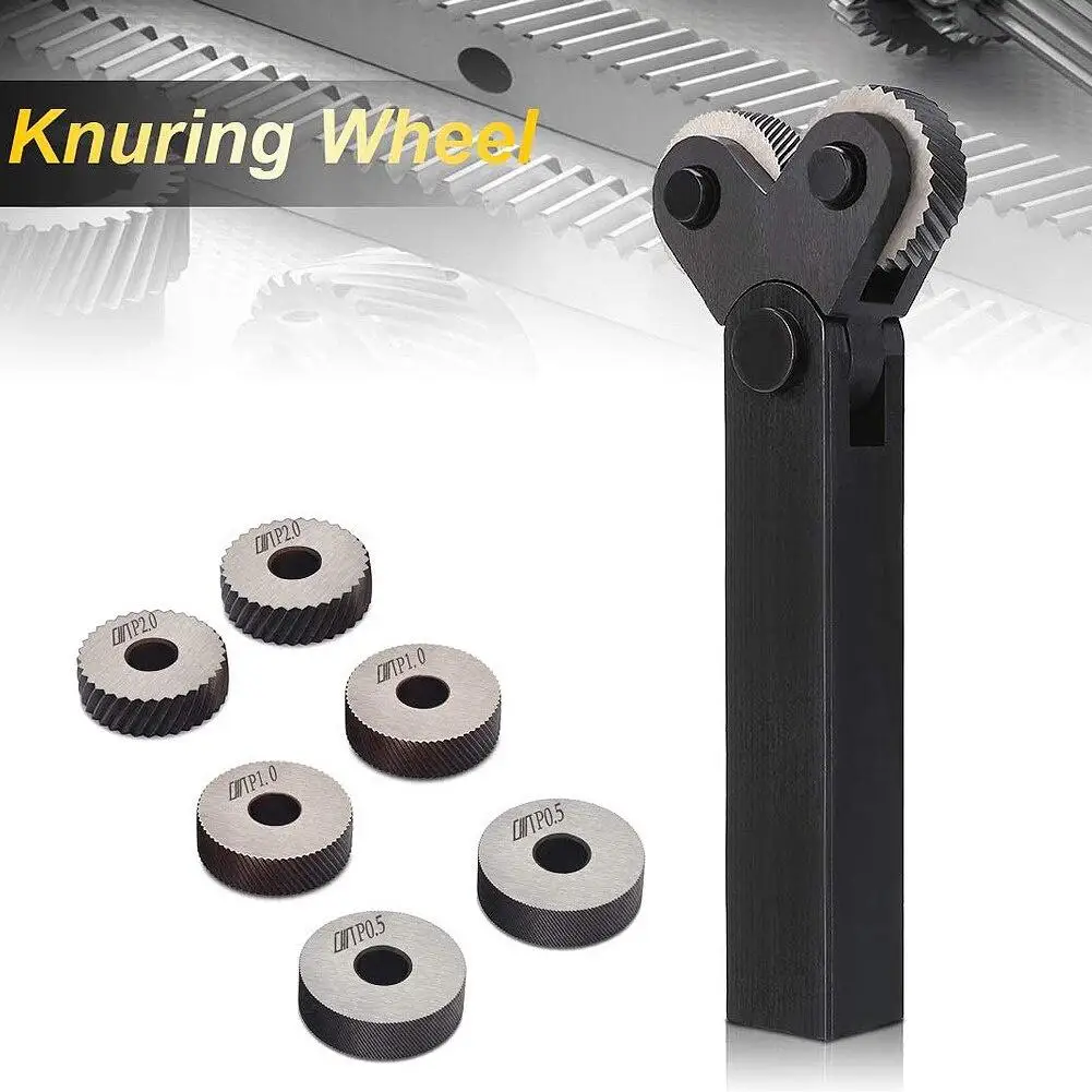 7 Knurling Tools 0.5/1/2 Mm Diagonal Two-wheel Linear Knurling Kit Steel Lathe Cutter Wheel Knurling Tool Kit Lathe Knurling