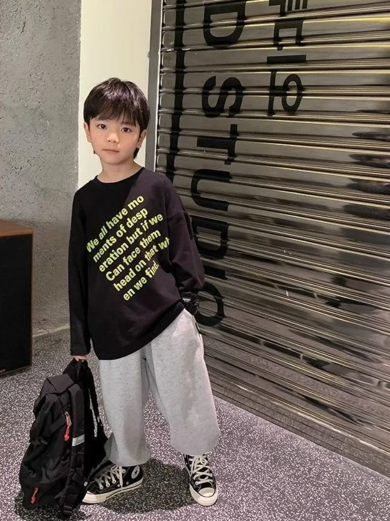 ملابس أطفال من القطن الخالص للأولاد في الخريف والربيع ملابس أطفال أولادي تي شيرت للأطفال تي شيرت كوري 2025 ملابس جرافيك #6