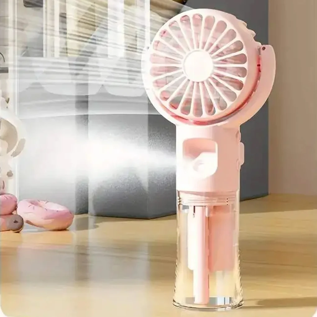 

Portable Water Mist Fan Mini Handheld Fan USB Charging 4 Speeds Hanging Neck Spray Fans Portable Personal Hand Held Small Fan