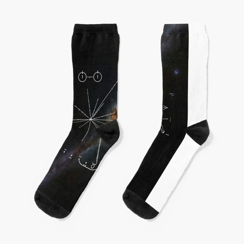 

Pioneer 10 & Pioneer plaque & Milky Way galaxy Socks christmass gift shoes moving stockings Antiskid soccer Mens Socks Women's