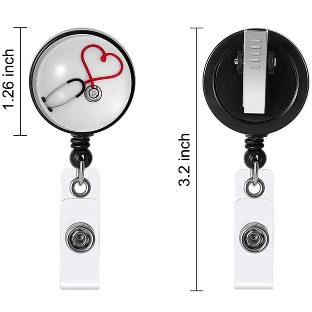 Work Card Name Card Holder Badge Holder Clip Card Holder Clip ID Card Key Chain Retractable Badge ID Badge Holder Nurse Doctor