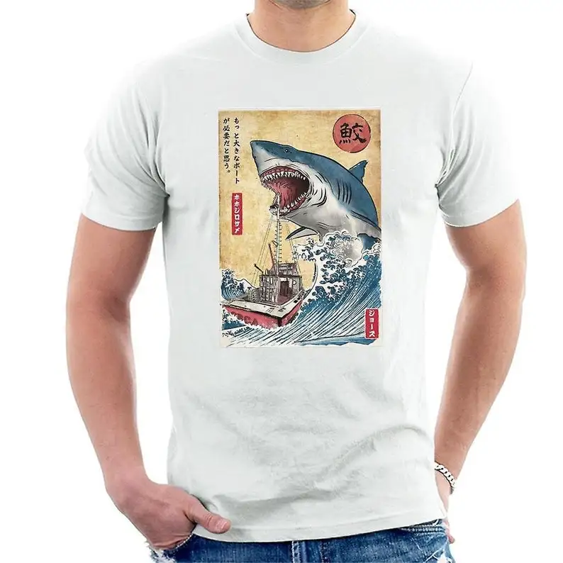 

Japanese Jaws Men's T-Shirt Novelty Funny Graphic Mens Tee Shirt Top