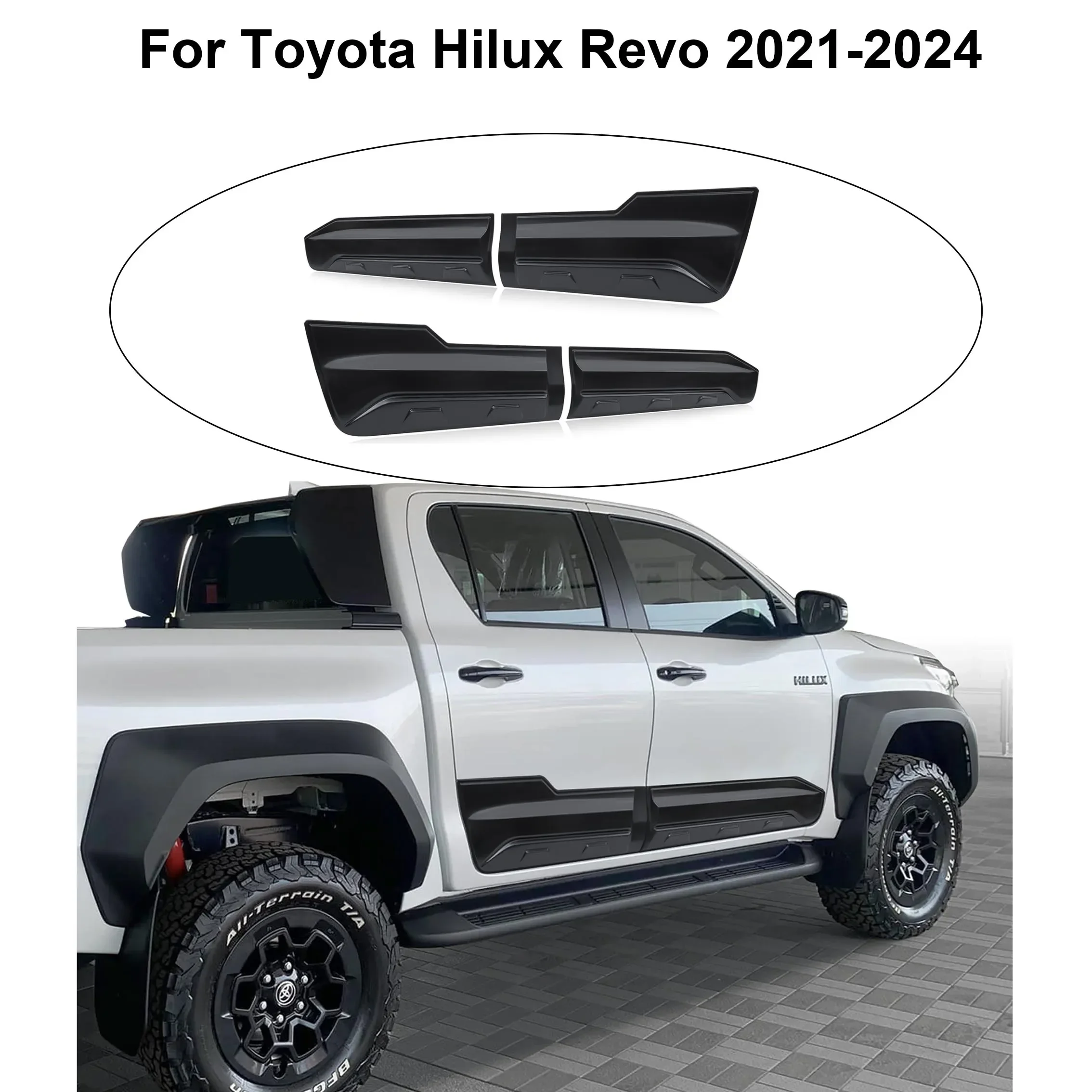 Side Body Kit Cladding Body Molding For Toyota Hilux Revo 2021 2022 2023 2024 Double Cab Accessories ABS Decoration Protector