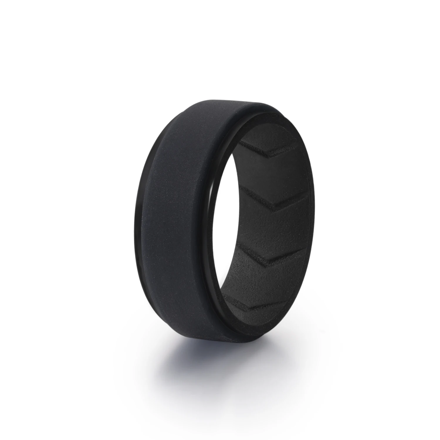 7 Pack Mens Black Rubber Wedding Bands, 8mm Hypoallergenic Breathable Men's Silicone Ring for Him, Multi Color Sport Fitness