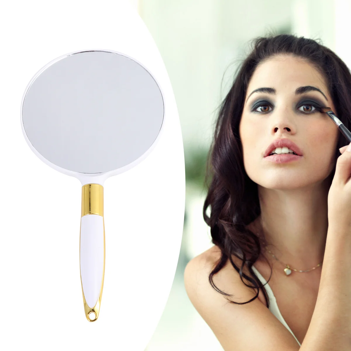 Vintage stijl make-upspiegel Handspiegel Draagbaar voor vrouwen Compact licht gebruik High Definition Shine Surface