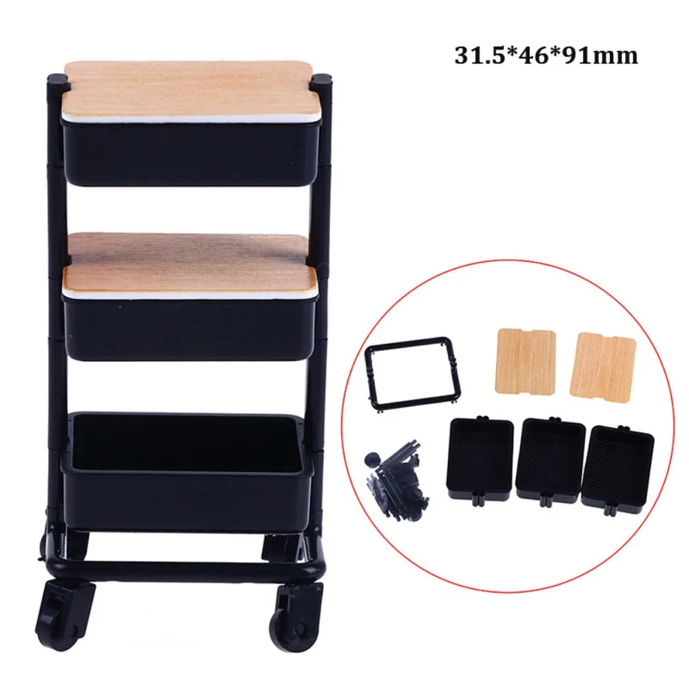 

6 стилей 1:12 тележка для кукольного домика с колесом, пластиковая обеденная тележка, декор кукольного дома, игрушка, подарок, модель полки для хранения