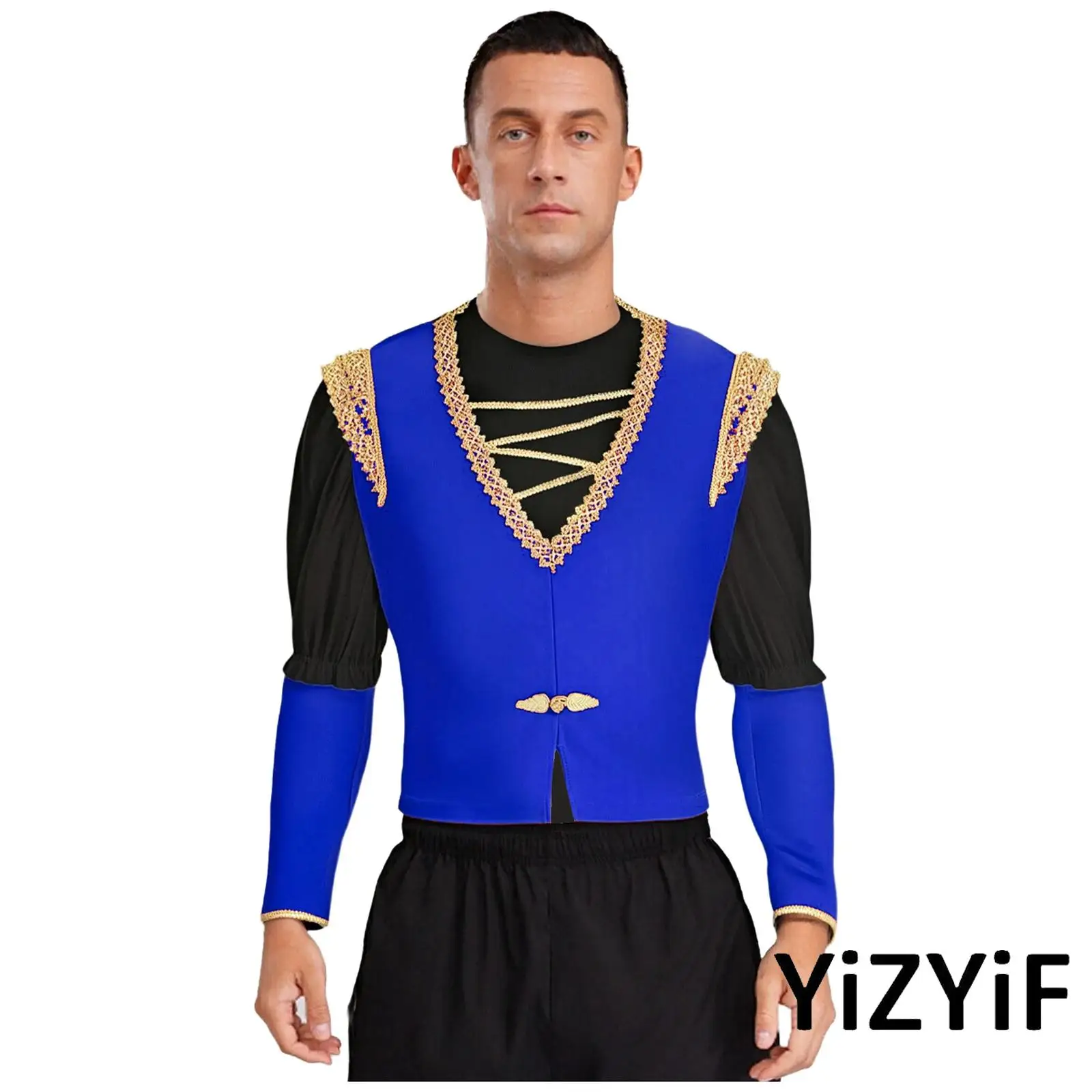 

Victorian Prince Cosplay Outfit - Men Elegant Half-Sleeve Velvet Top with Adjustable Vest for Steampunk Events & Costume Parties