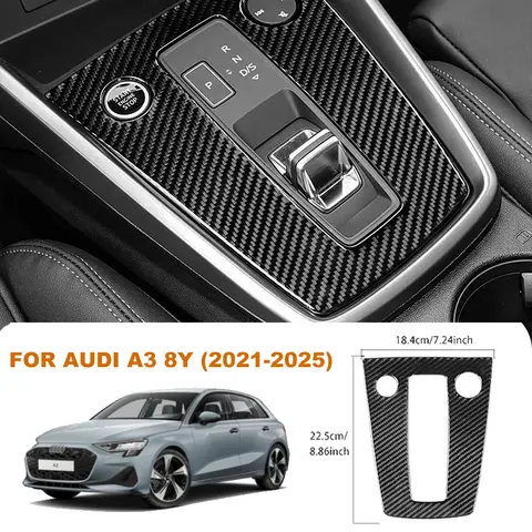 Car Gear Shift Panel Accessories Interior Trim Real Soft Carbon Fiber Sticker for Audi A3 S3 8Y 2021 2022 2023 2024 RHD LHD