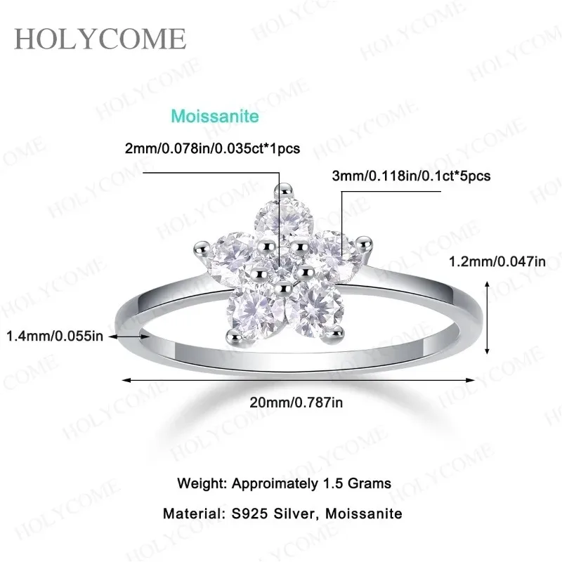 

Star-Shape Moissanite Ring VVS1 Round 2mm/3mm*5 GRA Certified D Color 925 Sterling Silver Sparkling Jewelry For Women Wedding