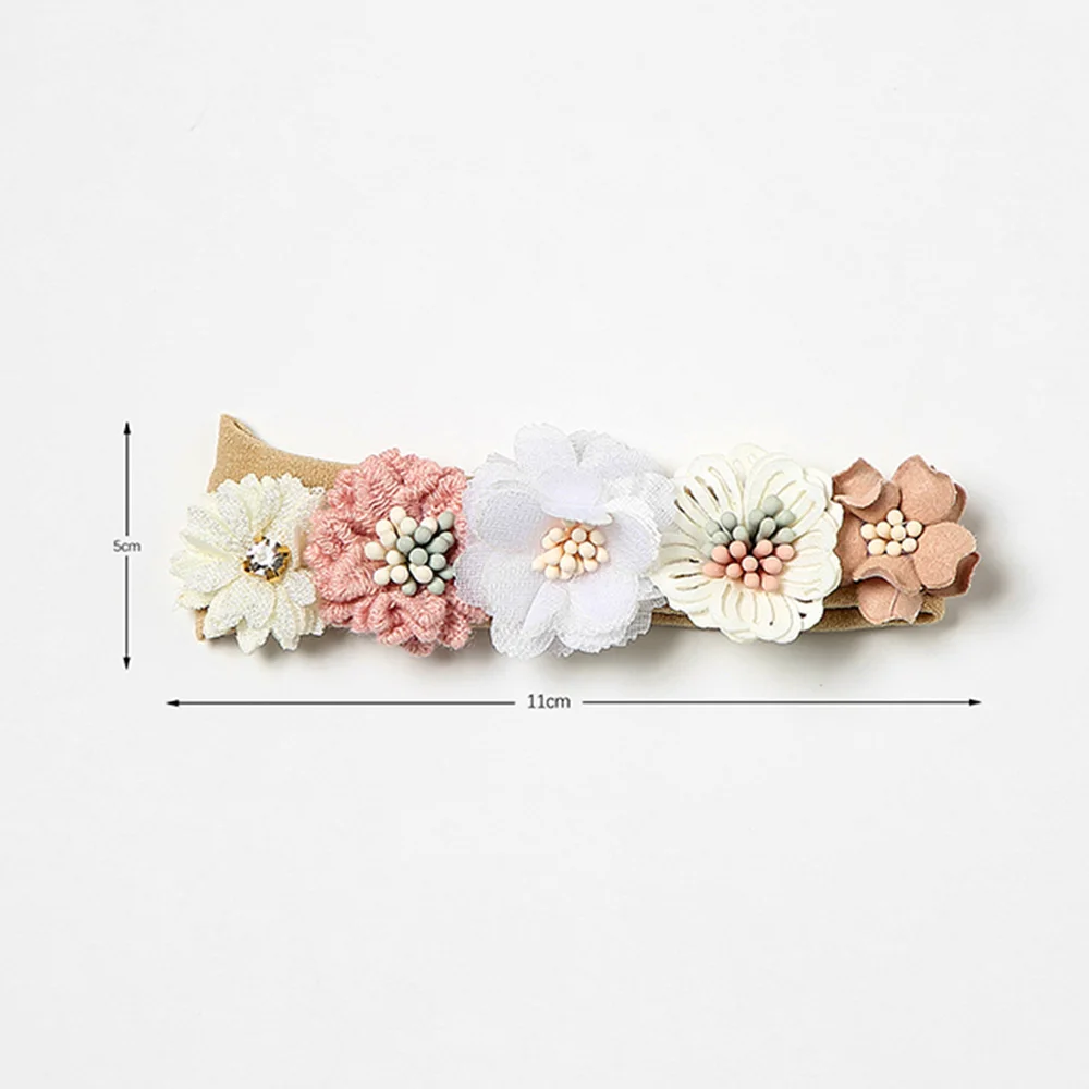 Beautiful Floral Flowers for Newborn Baby Girl Elastic Rubber Bands for Kids Stretchy Skinny Hairbands Soft Nylon Baby Items