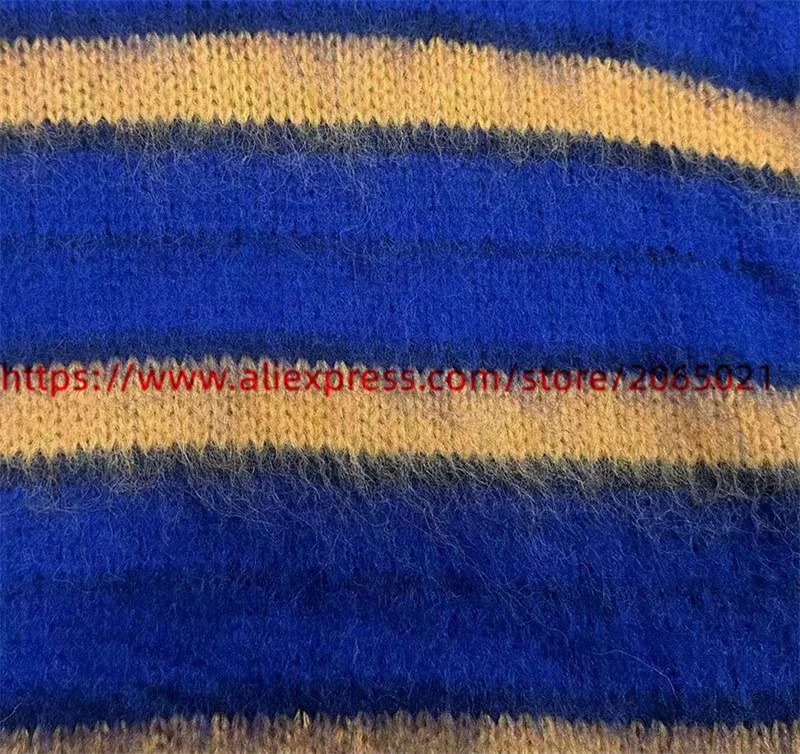 Stripe Knit Mohair Sweater Crewneck Men Women 1:1 Best Quality Sweatshirts