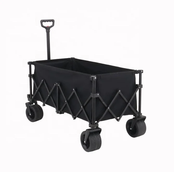 4 Wheels Outdoor Trolley Portable Hand Collapsible Folding Wagon For Beach Shopping Camping