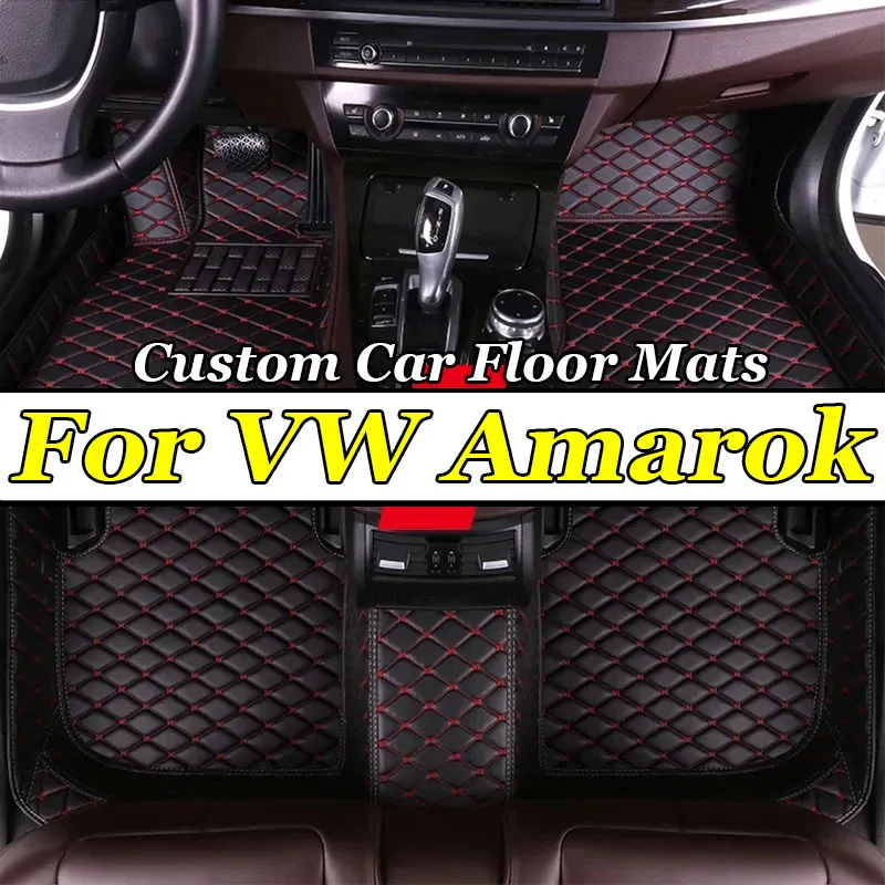 Car Mats For Volkswagen VW Amarok 2010~2022 Floor Rug Auto Interior Parts Carpet Pad Luxury Leather Mat Full Set Car Accessories