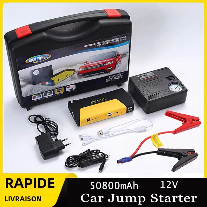 

50800mAh Car Jump Starter Power Bank Portable 12V Air Pump Car Battery Emergency Boosters Starting Device Car Starter