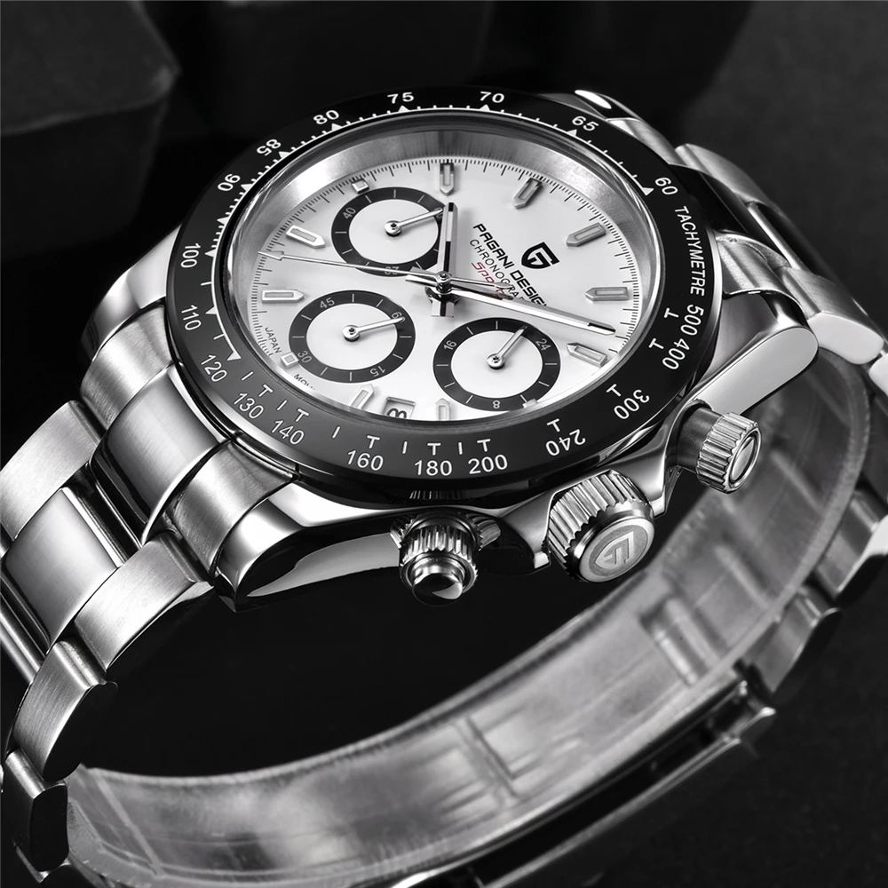 PAGANI DESIGN 2024 New Men Sports Quartz Watches Sapphire Stainless Steel Top Brand Luxury Watch Chronograph VK63 Reloj Hombre