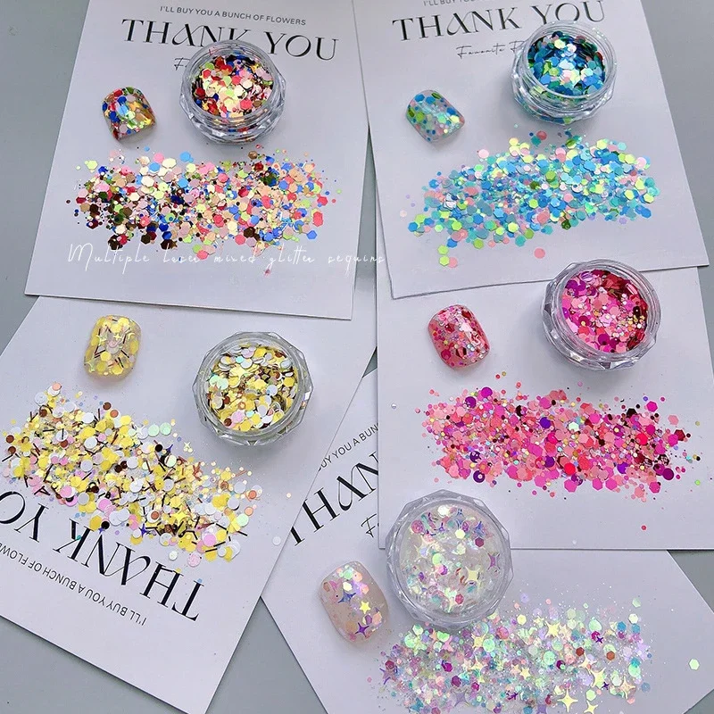 Aurora Nail Sequins Crystal Ultra-thin Irregular Butterfly Star Mixed Sparkly Nail Flakes UV Gel Manicure Nail Art Decorations