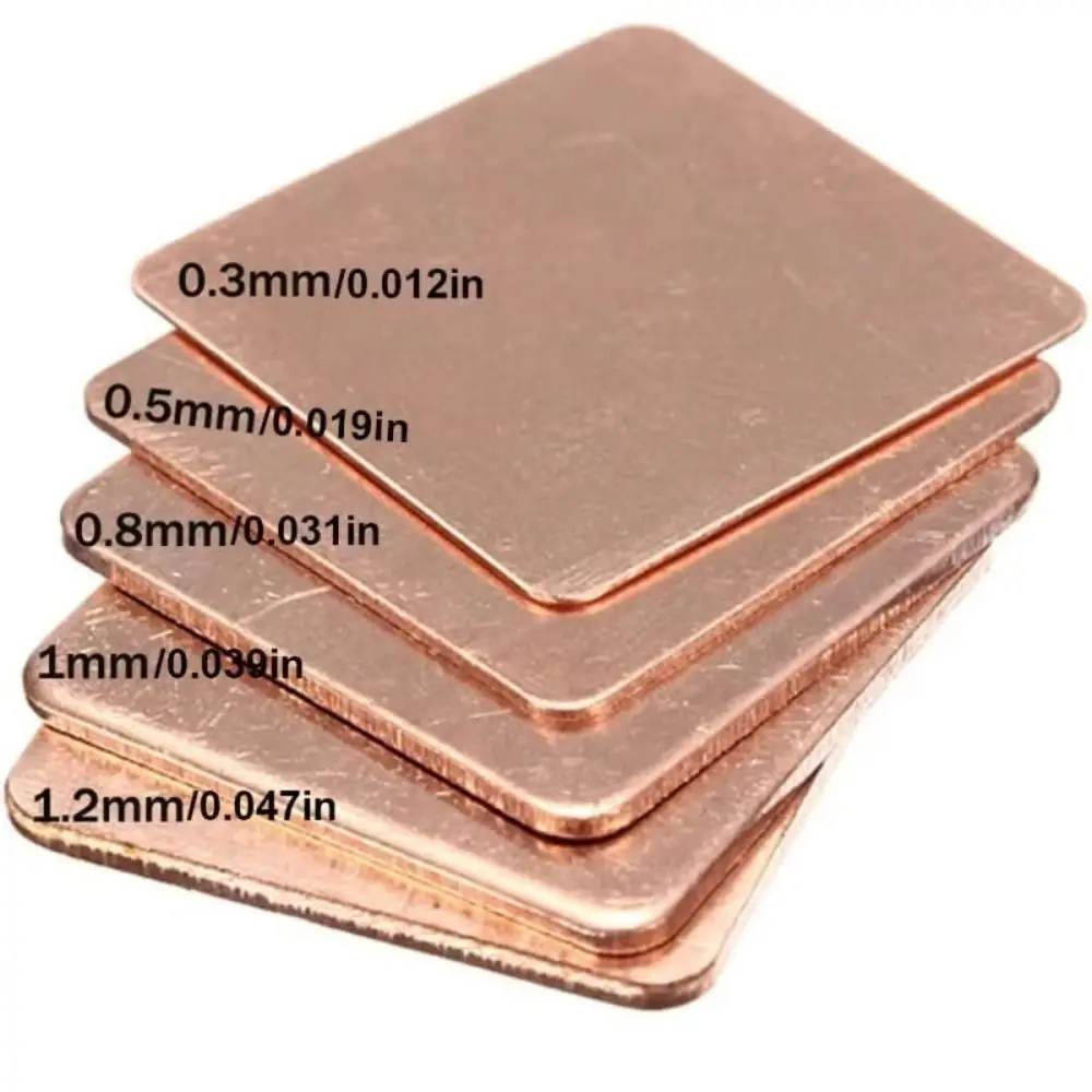 New 0.3mm-1.5mm Thickness Laptop Copper Sheet Plate 15x15mm 20x20mm Thermal Pad Strip Shim For GPU CPU Chip RAM Cooling