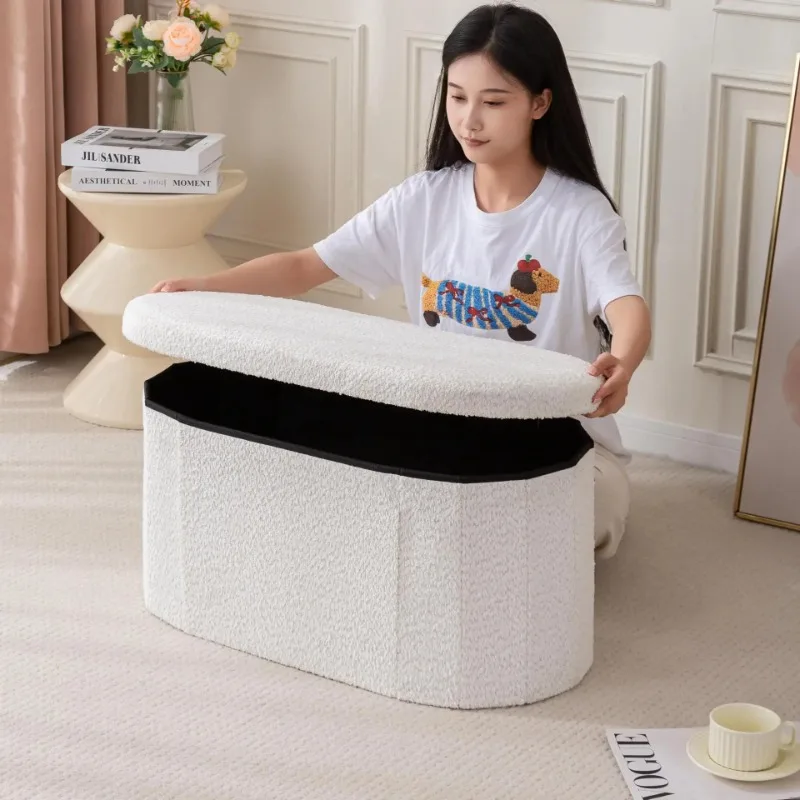 

Heavy-Duty Storage Ottoman Bench - Foldable Seat with Shoe Organizer, Multi-Functional Footrest Stool for Living Room & Entryway