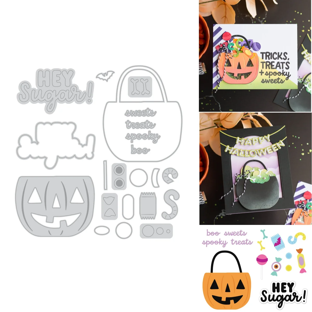 

Halloween Sugar Spooky Sweets Metal Cutting Dies for DIY Making Card Scrapbook Embossed Paper Album Craft Supplies Template