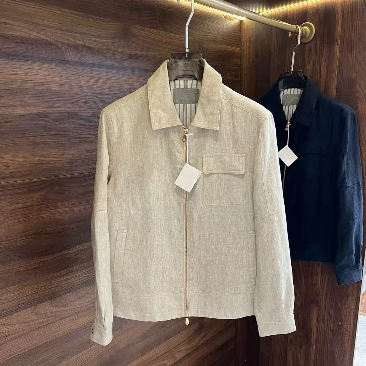 

BC Итальянская льняная деловая повседневная куртка в стиле Old Money с лацканами