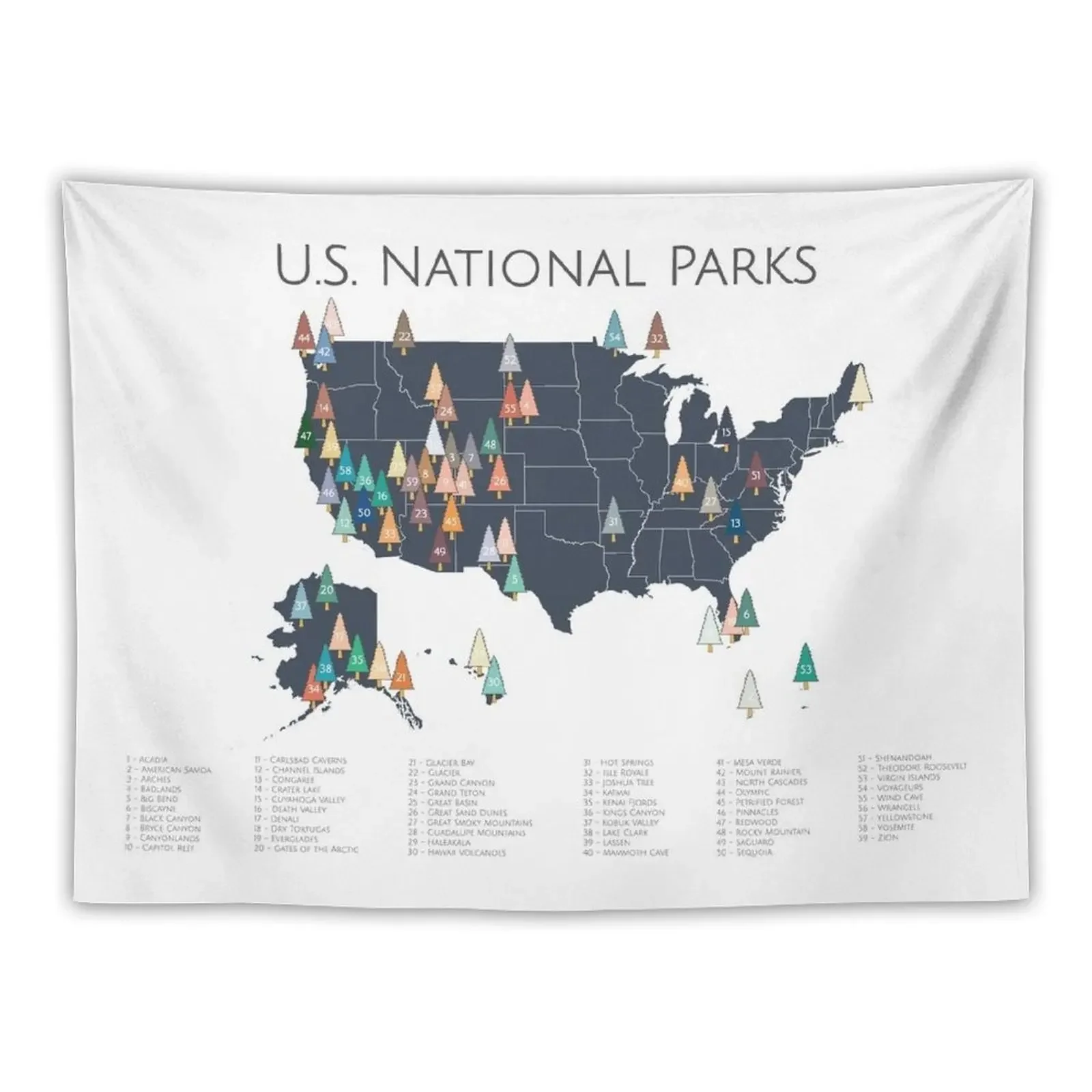 National Parks Explorer Map Tapestry Home Decorations Aesthetic Anime Decor Room Design Decoration Room Tapestry