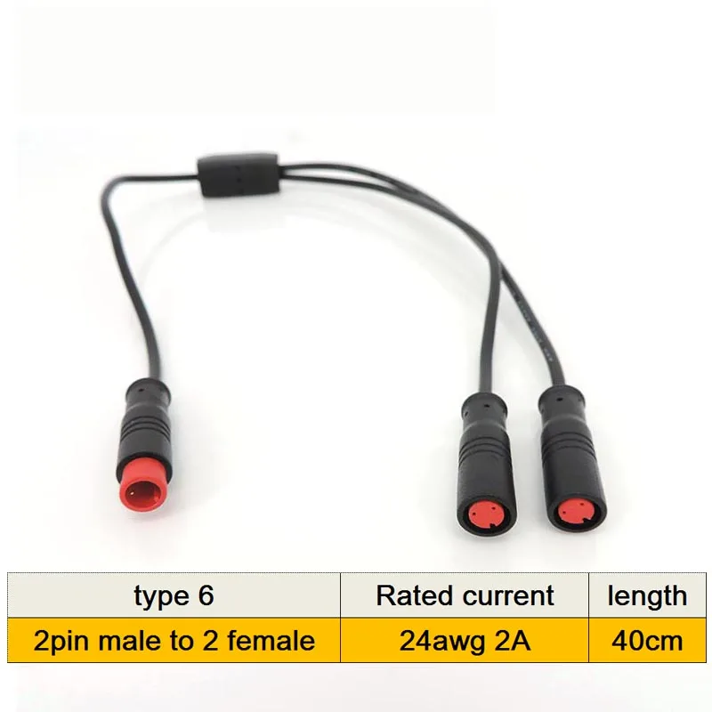M8 2-Pin Kabelverlängerung 2-Pin Stecker-Buchse Wasserdichter Steckverbinder 24AWG 2A 28AWG 0,8A für Elektrofahrrad M20