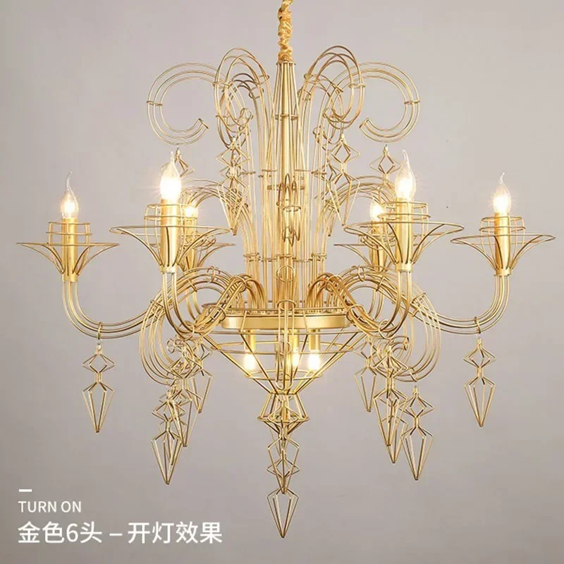 Baroque Black Candle LED Chandelier Designer Ceiling Lamp For Bedroom Living Room Restaurant Indoor Lighting Fixture
