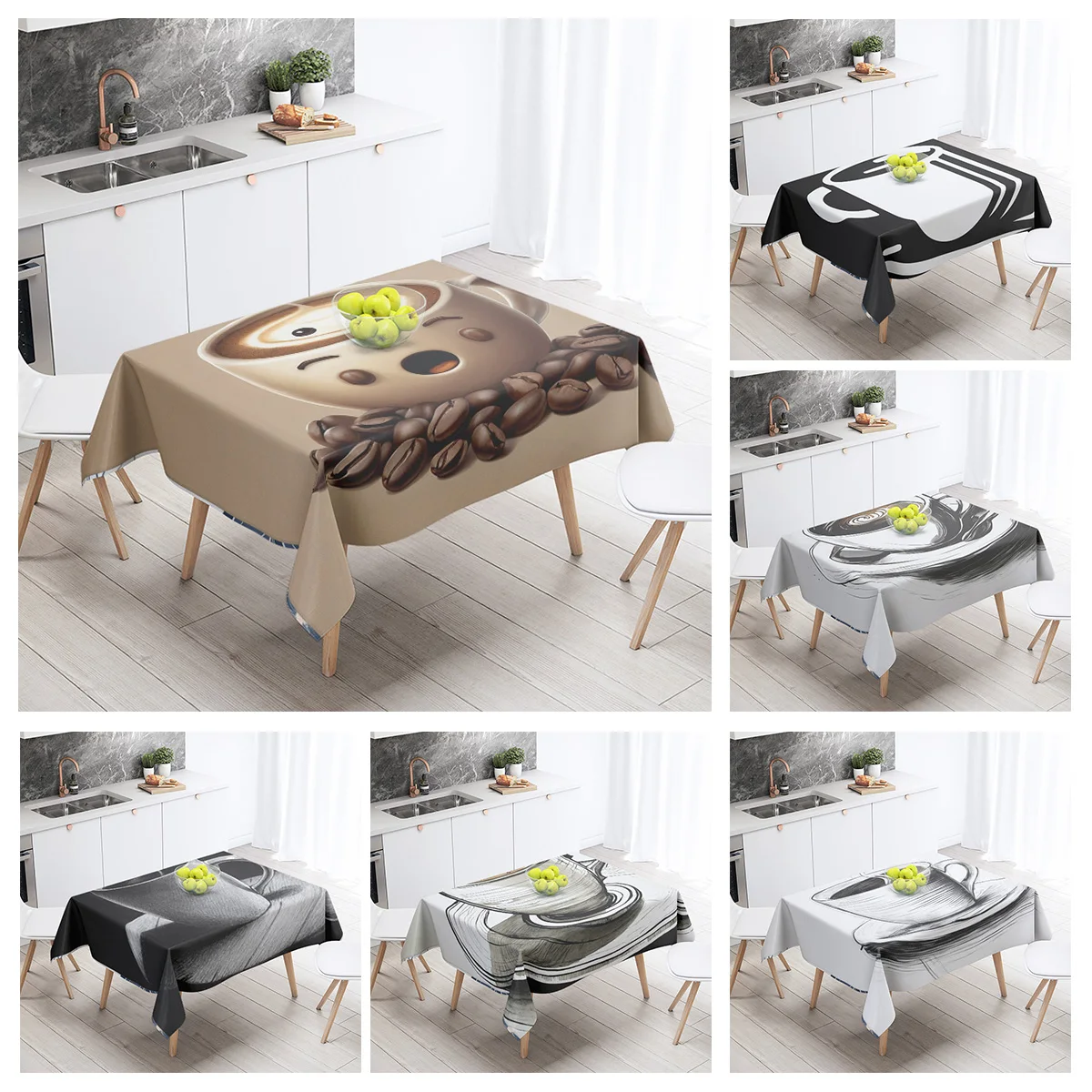 New Abstract Tea Tablecloth Waterproof and Oil-proof Dining Tablecloth Nordic Wind Bar Tablecloth Home Decoration