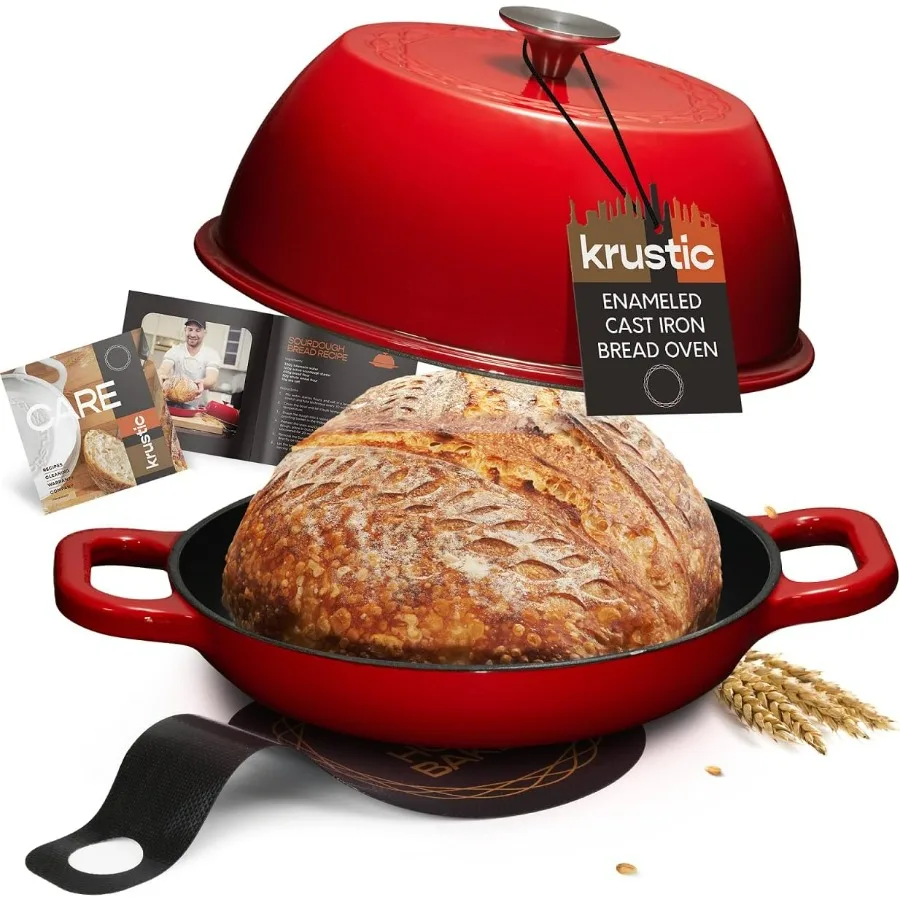 

Эмалированная чугунная голландская духовка для выпечки хлеба на закваске, 6 литров, кастрюля с крышкой, 10-дюймовый набор посуды с керамической эмалью и толстым покрытием