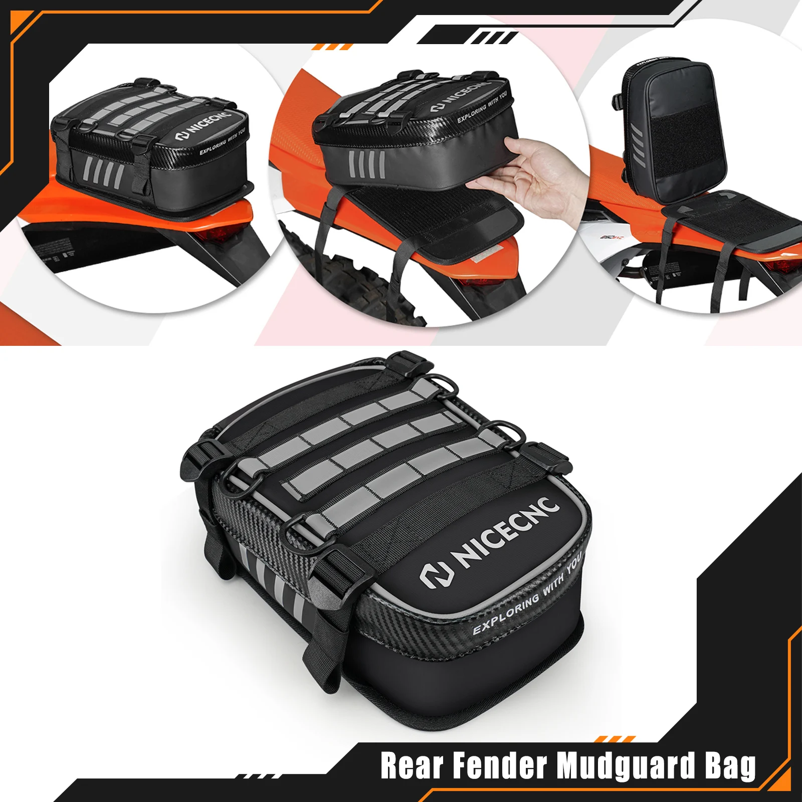 

NICECNC For KTM EXC 300 EXC 250 EXCF 350 SXF 450 XCF 350 XCW 300 690 Enduro R SMC R Motorcycle Rear Fender Mudguard Bag Tool Bag