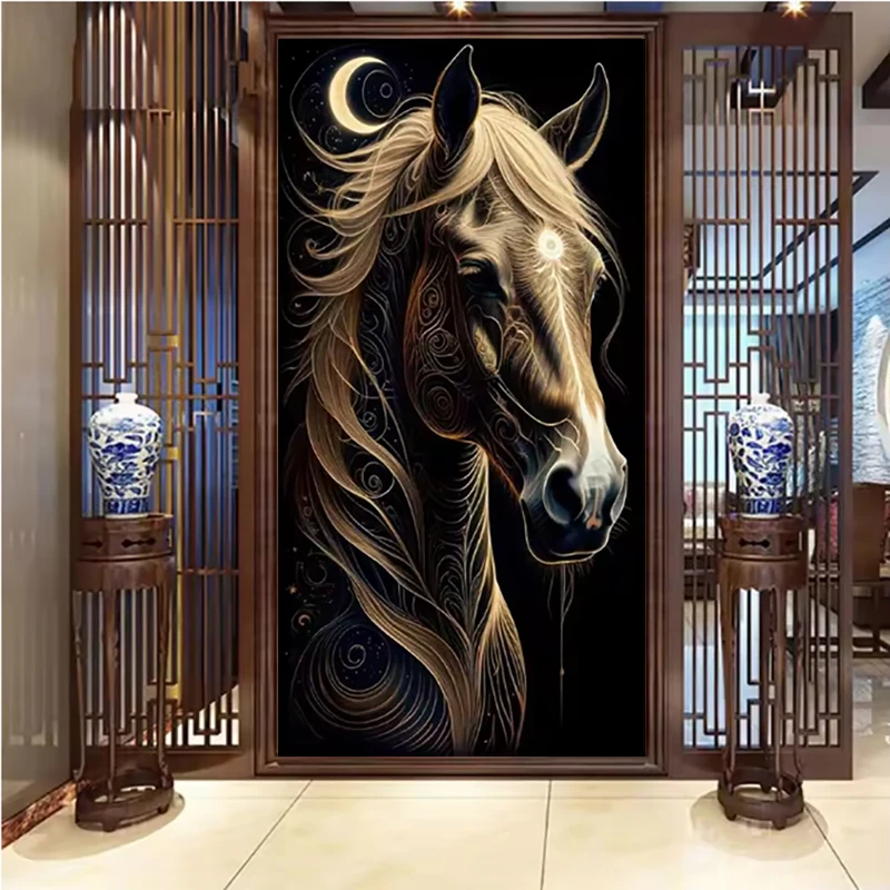 

5D DIY Diamond Painting Full Square Round Rhinestone Mosaic Cross Stitch Kit Horse Mosaic Hobbies Wall Decoration