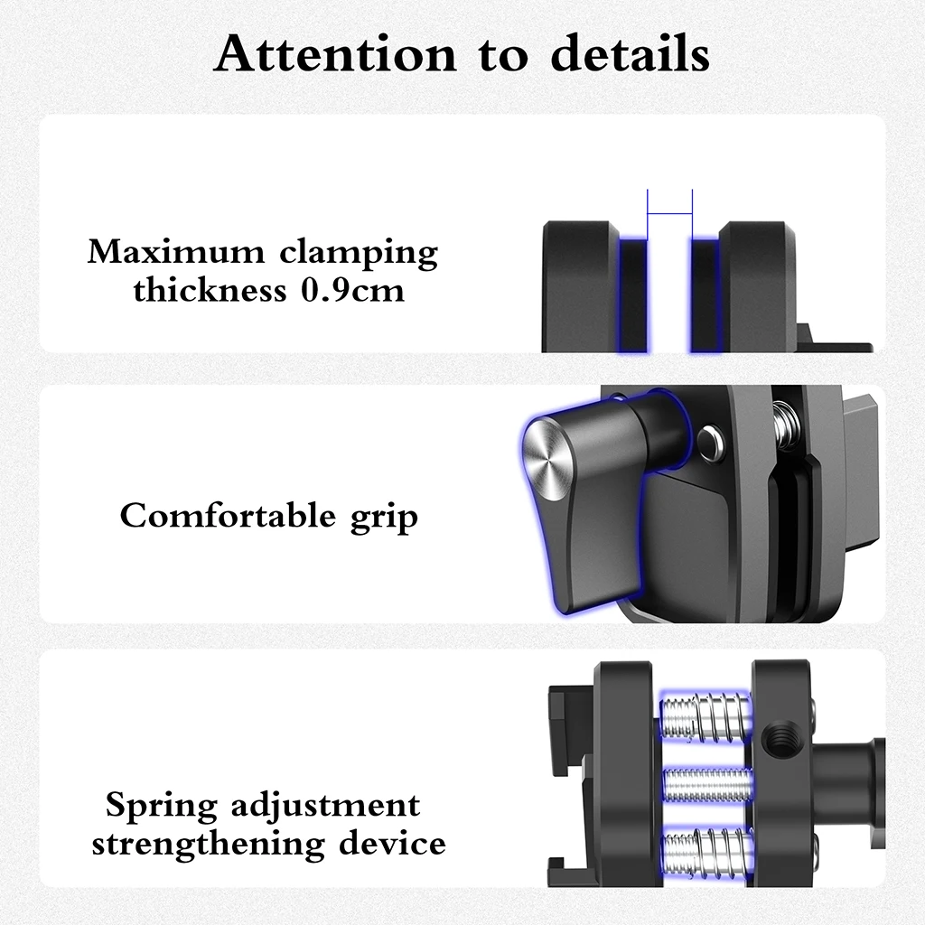 BGNing Motorrad-Windschutzscheiben-Halterungsklemme für DJI POCKET 4 für Insta360 X5 X4 X3 GO3S/ACE PRO2 /DJI Action 5 Pro 4 3 2 – Detail 10