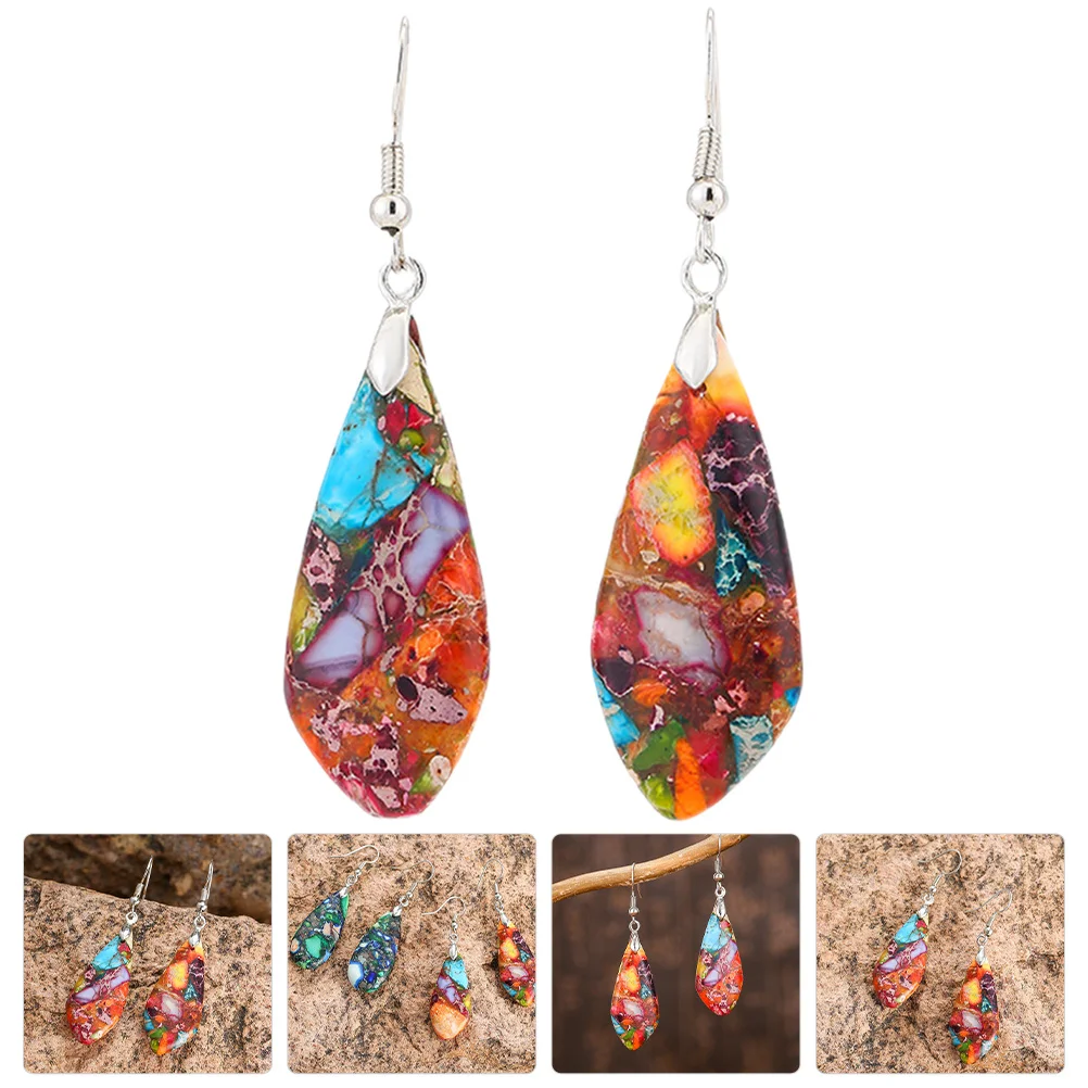 

Boho Jewellery Colored Earrings for Women Bohemian Teardrop Stone Assorted Casual