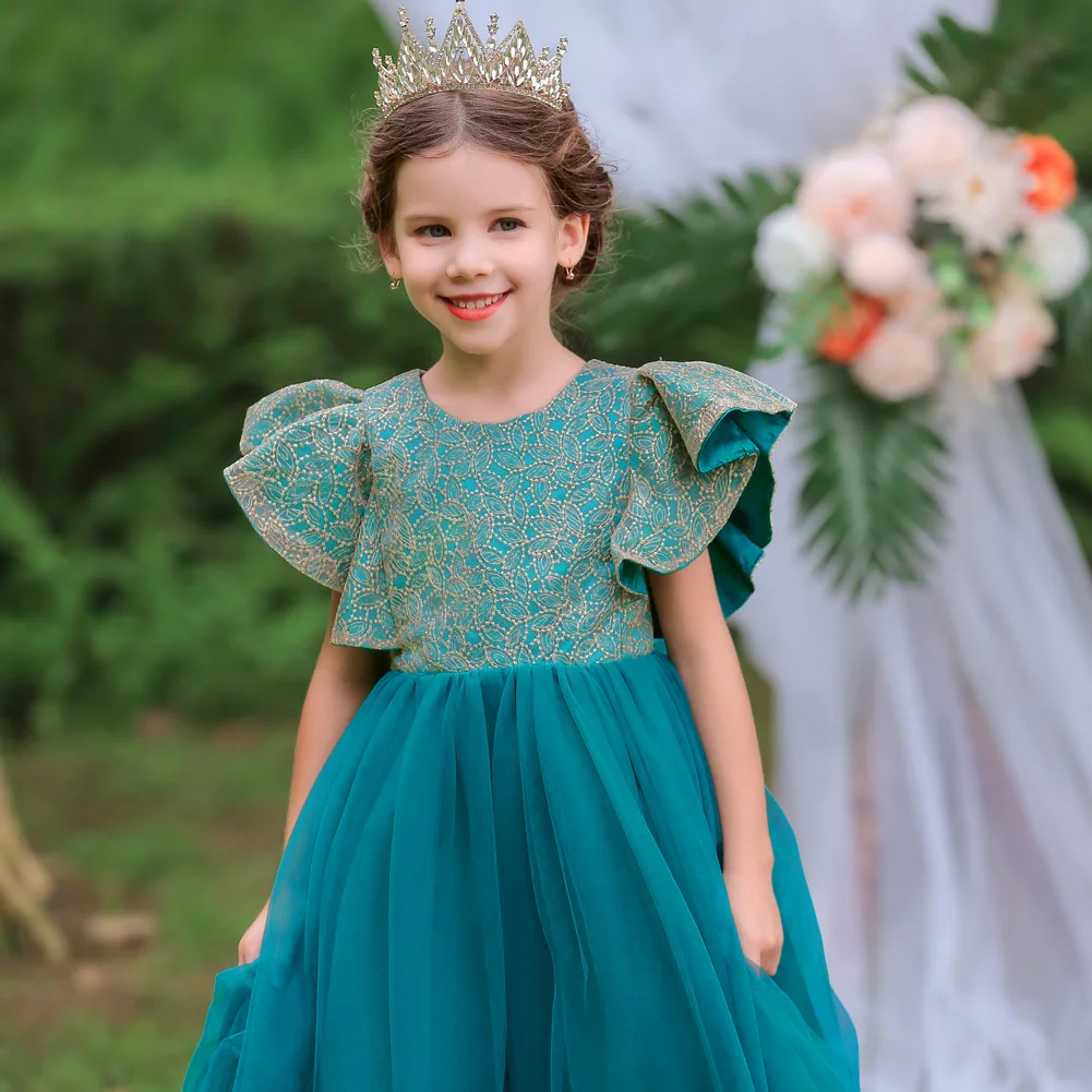 Kind Prinses Bubble Gezwollen Lange Jurk Victoriaanse 19e Rok Baljurk Halloween Cosplay Jane Austen Kostuums Bruiloft Bloem Meisje