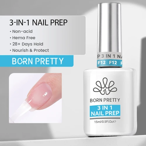 BORN PRETTY 15ml 3 en 1 preparación de uñas deshidratar ácido libre-primidores Gel aceite de cutícula de uñas multifuncional remojar barniz UV manicura