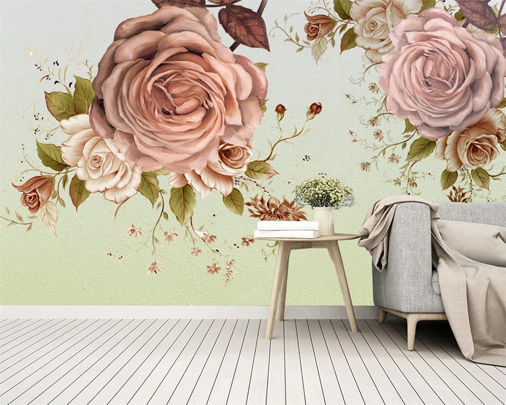 

beibehang Custom modern new papel de parede Nordic hand-painted American pastoral flowers vines indoor background wallpaper