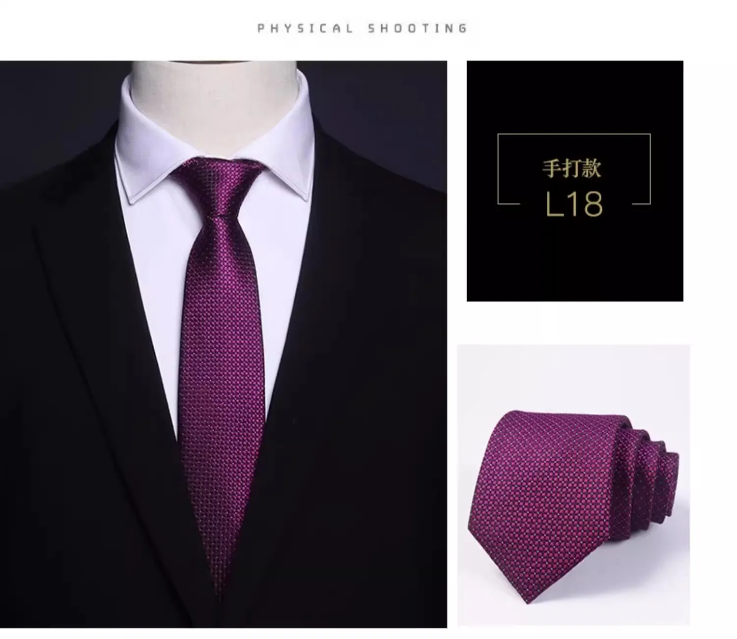 

High Quality 100% Real Silk Tie Men's Business Banquet Formal Shirt Accessories With Fashionable Fine Grid Pattern 8 CM Necktie