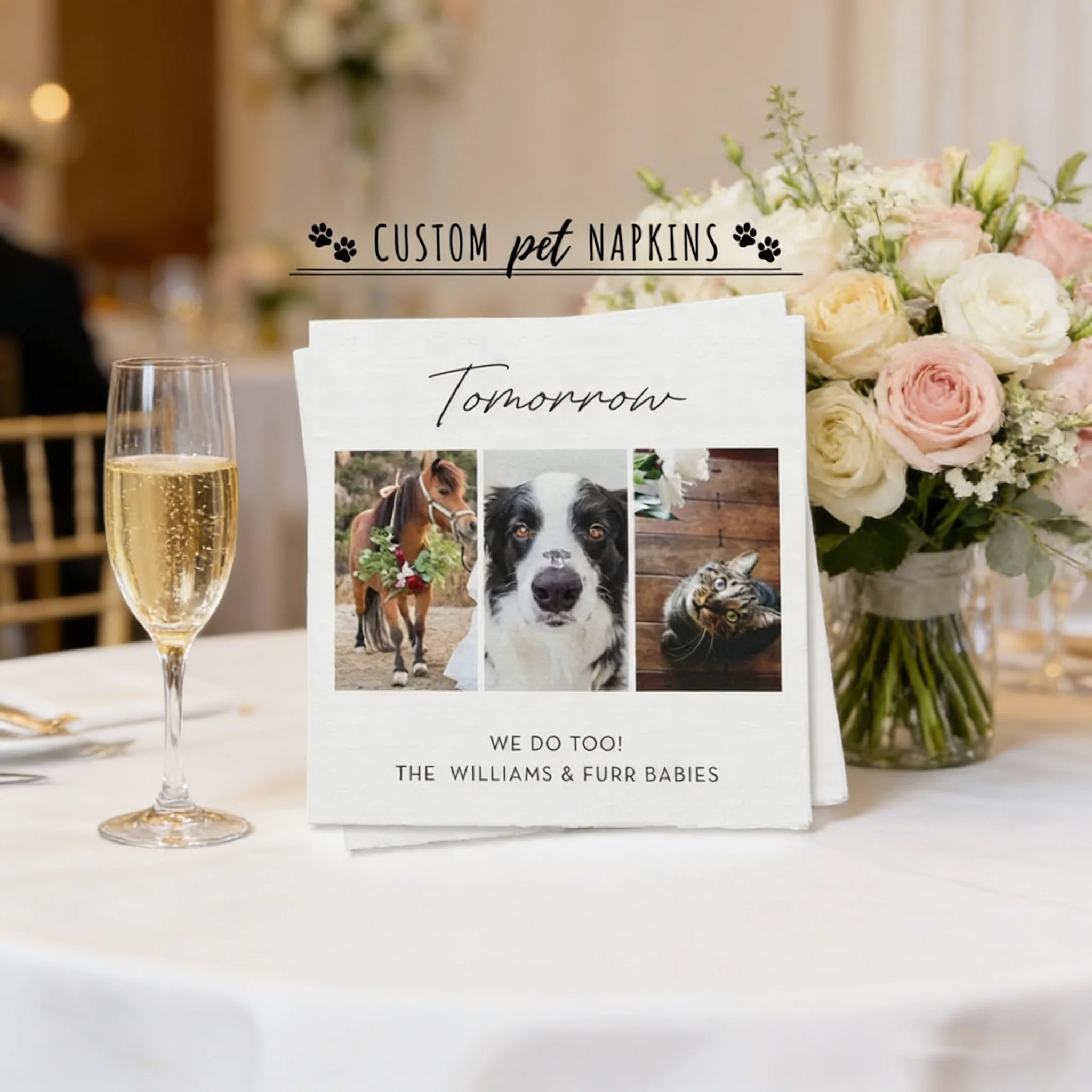 

50 шт. салфеток с индивидуальным фото питомца, для декора на Рождество, свадьбу, вечеринку, для собак и кошек