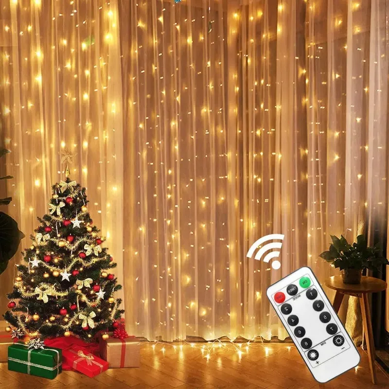 3x3 LED Curtain String Lights Christmas Garland Fairy Light Festoon Led Light Wedding Home Bedroom Decoration Lighting