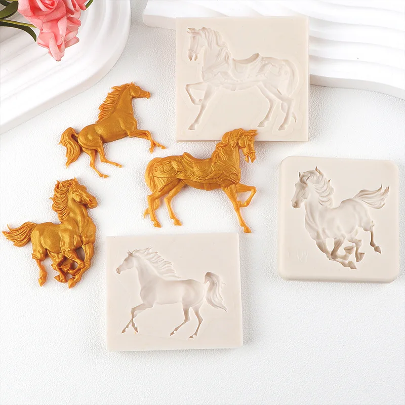 Силиконовая форма для лошади, сделай сам, помадка, инструмент для украшения торта, шоколадная мастика, смола, глиняная форма, инструмент для выпечки кексов