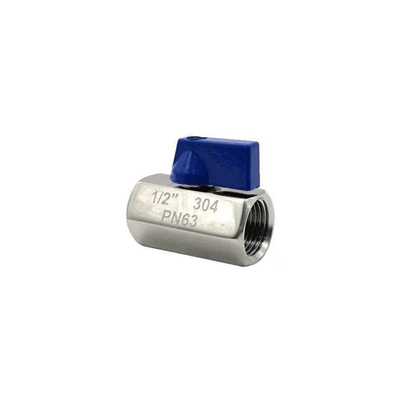 304 aço inoxidável Mini bola válvula adaptador com alça azul, fêmea e macho rosca, BSP NPT, M14, M16, M20, 1/8 ", 1/4", 3/8 ", 1/2", 3/4 ", 1"