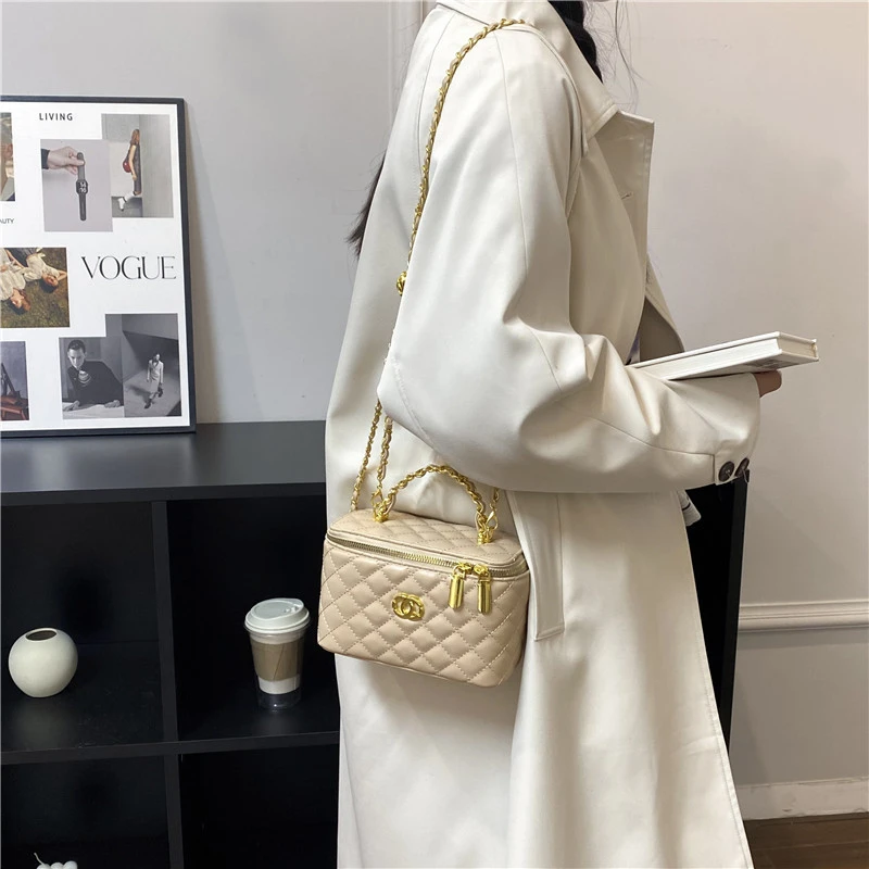 

New design women's chain shoulder bag, handheld small square bag, high-quality handbag luxury style zipper crossbody bag