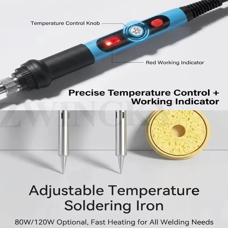 Adjustable Temperature Electric Soldering Iron 110V/220V 80W 120W Solder Iron Professional Welder Electric Solder Wire Tips