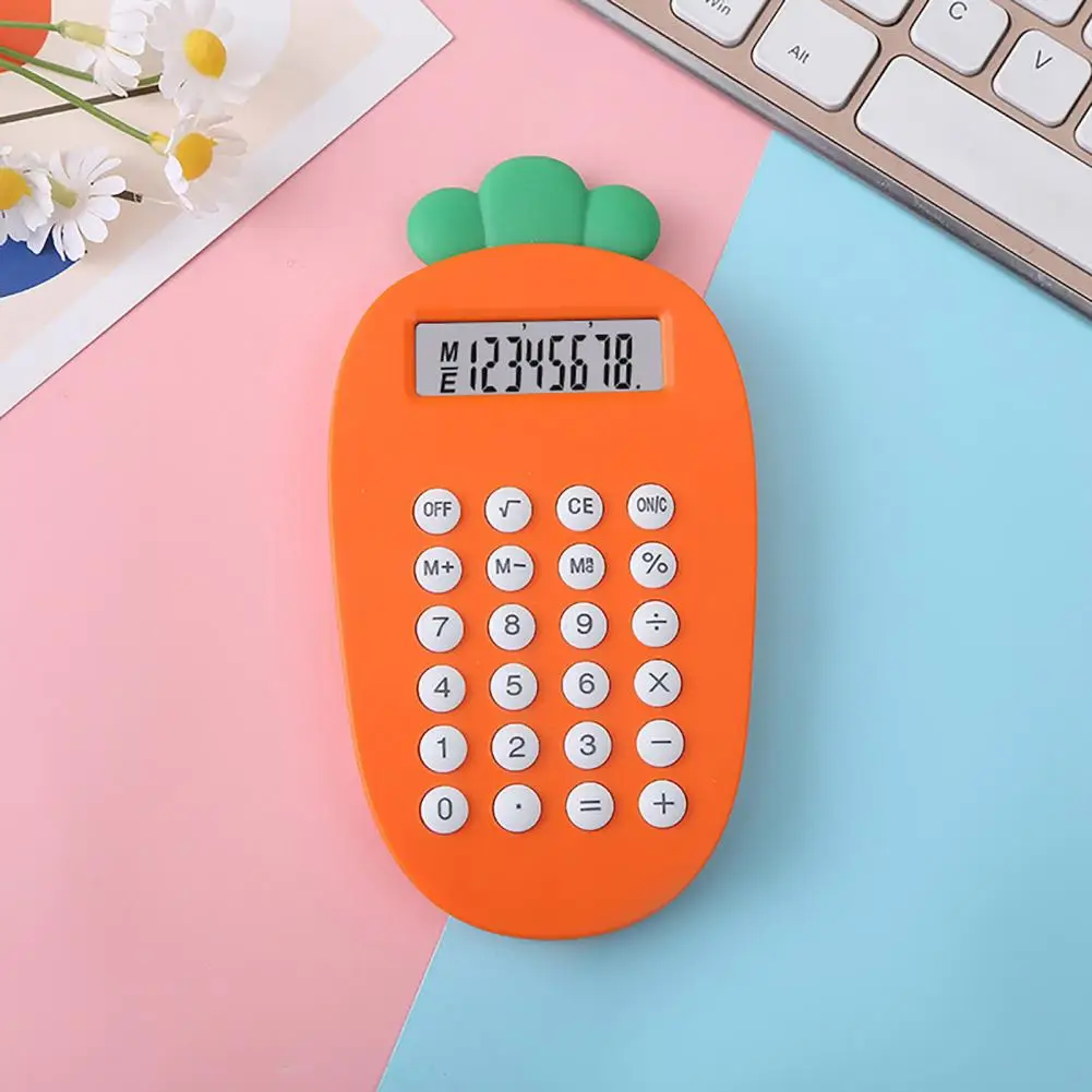Calculadora portátil Mini Cartoon, cenoura, morango, gato, forma de pata, escola, material de escritório