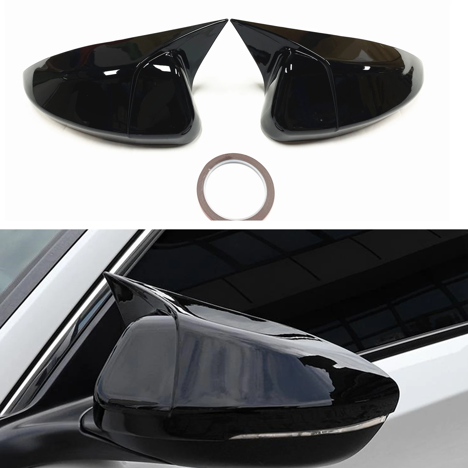 

Gloss Black Mirror Cover Add On For Honda Accord 10th 2018 2019 2020 2021 Carbon Fiber Look Exterior Rear View Side Cap Shell