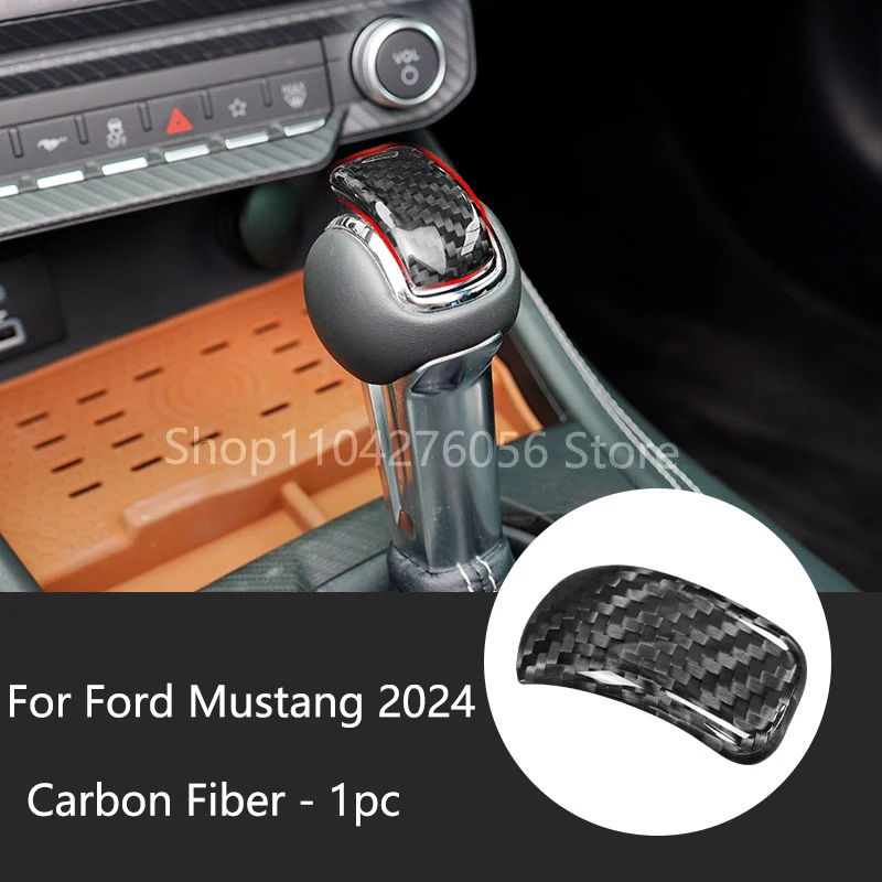 

Car Accessories For Ford Mustang 2024 Center Console Gear Shift Knob Head Cover Trim Carbon Fiber 1pcs