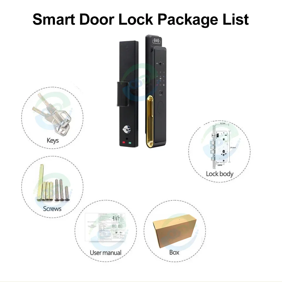 008 Intelligent TTLock WiFi App Smart Lock Face Recognition Automatic Intercom Real-time Camera Smart Door Lock